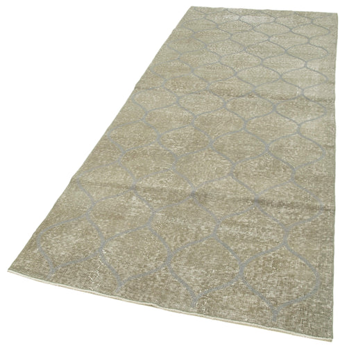 Geometric Carpet Grey Geometric Cotton Wool Handmade Area Rug 3'8'' x 9'11''