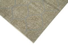 Geometric Carpet Grey Geometric Cotton Wool Handmade Area Rug 3'8'' x 9'11''
