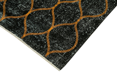 Geometric Carpet Black Geometric Cotton Wool Handmade Area Rug 4'9'' x 11'11''