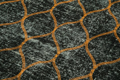 Geometric Carpet Black Geometric Cotton Wool Handmade Area Rug 4'9'' x 11'11''