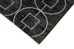 Geometric Carpet Black Geometric Cotton Wool Handmade Area Rug 4'6'' x 12'10''