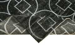 Geometric Carpet Black Geometric Cotton Wool Handmade Area Rug 4'6'' x 12'10''