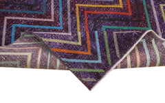 Geometric Carpet Purple Geometric Cotton Wool Handmade Area Rug 4'6'' x 12'4''