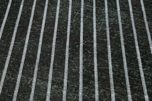 Geometric Carpet Black Geometric Cotton Wool Handmade Area Rug 4'11'' x 13'1''