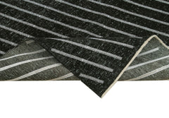 Geometric Carpet Black Geometric Cotton Wool Handmade Area Rug 4'11'' x 13'1''