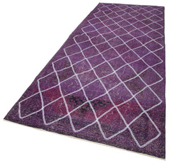 Geometric Carpet Purple Geometric Cotton Wool Handmade Area Rug 4'7'' x 12'10''