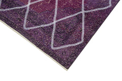 Geometric Carpet Purple Geometric Cotton Wool Handmade Area Rug 4'7'' x 12'10''