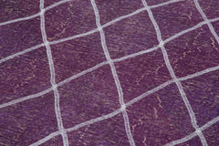 Geometric Carpet Purple Geometric Cotton Wool Handmade Area Rug 4'7'' x 12'10''