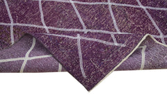 Geometric Carpet Purple Geometric Cotton Wool Handmade Area Rug 4'7'' x 12'10''