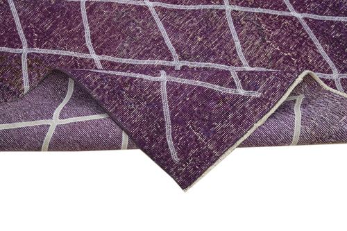 Geometric Carpet Purple Geometric Cotton Wool Handmade Area Rug 4'7'' x 12'10''