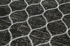 Geometric Carpet Black Geometric Cotton Wool Handmade Area Rug 4'9'' x 13'1''