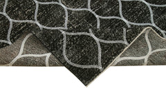 Geometric Carpet Black Geometric Cotton Wool Handmade Area Rug 4'9'' x 13'1''