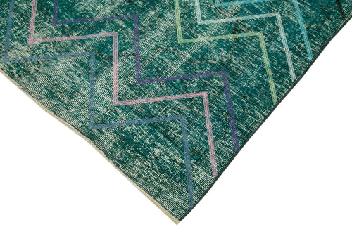 Geometric Carpet Turquoise Geometric Cotton Wool Handmade Area Rug 4'7'' x 12'1''