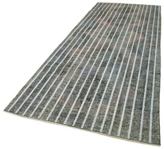 Geometric Carpet Grey Geometric Cotton Wool Handmade Area Rug 4'6'' x 9'5''