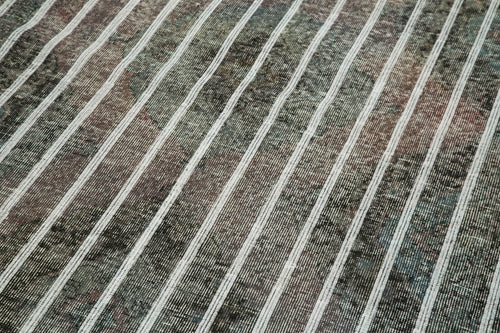 Geometric Carpet Grey Geometric Cotton Wool Handmade Area Rug 4'6'' x 9'5''