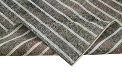 Geometric Carpet Grey Geometric Cotton Wool Handmade Area Rug 4'6'' x 9'5''