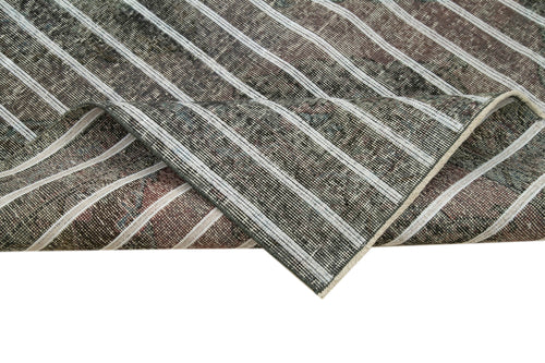 Geometric Carpet Grey Geometric Cotton Wool Handmade Area Rug 4'6'' x 9'5''