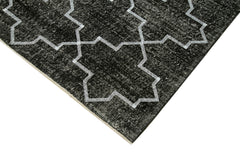 Geometric Carpet Black Geometric Cotton Wool Handmade Area Rug 4'10'' x 12'7''