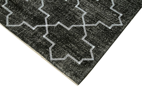 Geometric Carpet Black Geometric Cotton Wool Handmade Area Rug 4'10'' x 12'7''