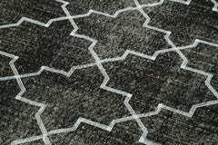 Geometric Carpet Black Geometric Cotton Wool Handmade Area Rug 4'10'' x 12'7''