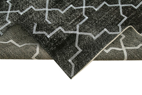 Geometric Carpet Black Geometric Cotton Wool Handmade Area Rug 4'10'' x 12'7''