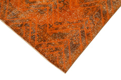 Geometric Carpet Orange Geometric Cotton Wool Handmade Area Rug 4'6'' x 12'6''