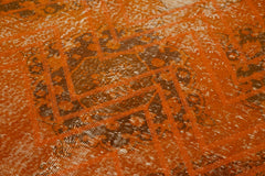 Geometric Carpet Orange Geometric Cotton Wool Handmade Area Rug 4'6'' x 12'6''