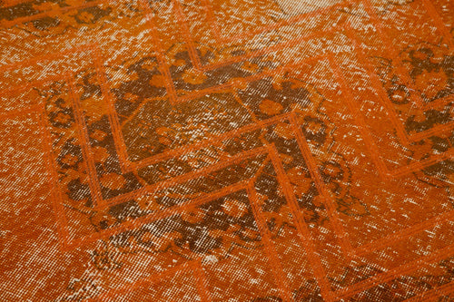 Geometric Carpet Orange Geometric Cotton Wool Handmade Area Rug 4'6'' x 12'6''