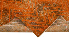 Geometric Carpet Orange Geometric Cotton Wool Handmade Area Rug 4'6'' x 12'6''