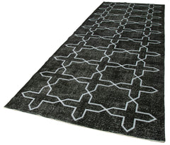 Geometric Carpet Black Geometric Cotton Wool Handmade Area Rug 4'9'' x 13'4''