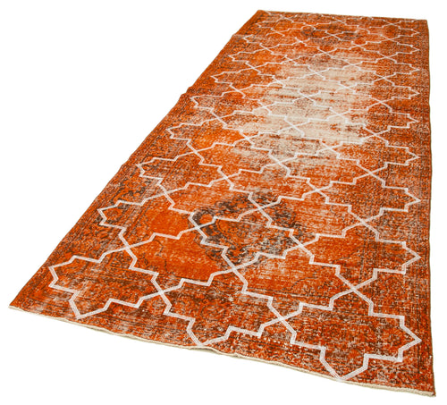 Geometric Carpet Orange Geometric Cotton Wool Handmade Area Rug 4'9'' x 12'6''