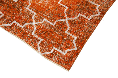 Geometric Carpet Orange Geometric Cotton Wool Handmade Area Rug 4'9'' x 12'6''