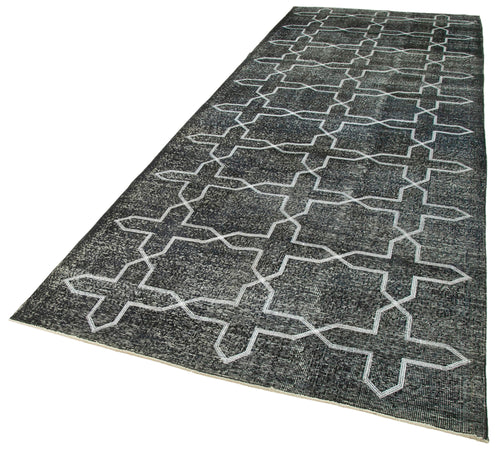 Geometric Carpet Grey Geometric Cotton Wool Handmade Area Rug 4'11'' x 13'5''