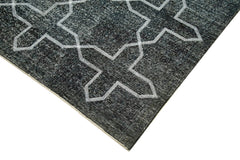 Geometric Carpet Grey Geometric Cotton Wool Handmade Area Rug 4'11'' x 13'5''