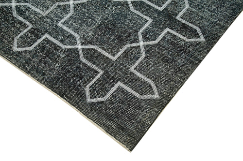 Geometric Carpet Grey Geometric Cotton Wool Handmade Area Rug 4'11'' x 13'5''