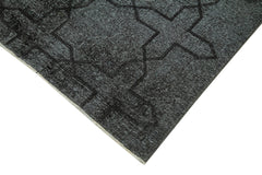 Geometric Carpet Black Geometric Cotton Wool Handmade Area Rug 4'7'' x 12'8''