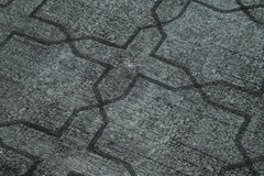 Geometric Carpet Black Geometric Cotton Wool Handmade Area Rug 4'7'' x 12'8''