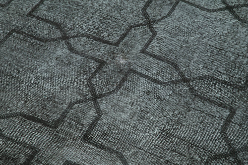 Geometric Carpet Black Geometric Cotton Wool Handmade Area Rug 4'7'' x 12'8''