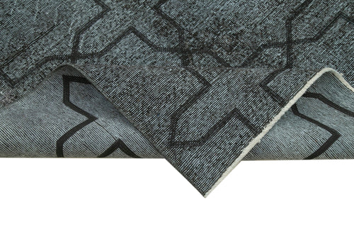 Geometric Carpet Black Geometric Cotton Wool Handmade Area Rug 4'7'' x 12'8''