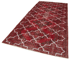 Geometric Carpet Red Geometric Cotton Wool Handmade Area Rug 4'10'' x 11'6''
