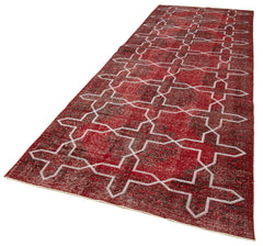 Geometric Carpet Red Geometric Cotton Wool Handmade Area Rug 4'7'' x 13'6''