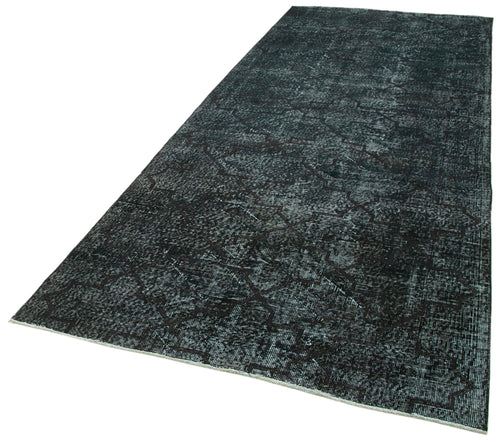 Geometric Carpet Black Geometric Cotton Wool Handmade Area Rug 4'9'' x 11'5''