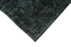 Geometric Carpet Black Geometric Cotton Wool Handmade Area Rug 4'9'' x 11'5''