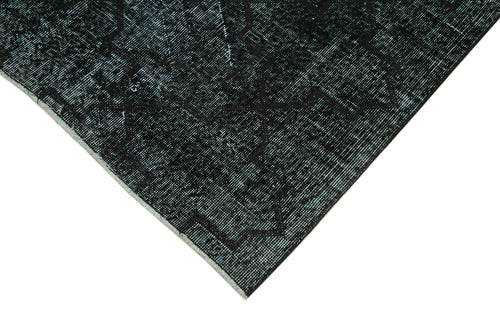 Geometric Carpet Black Geometric Cotton Wool Handmade Area Rug 4'9'' x 11'5''