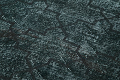 Geometric Carpet Black Geometric Cotton Wool Handmade Area Rug 4'9'' x 11'5''