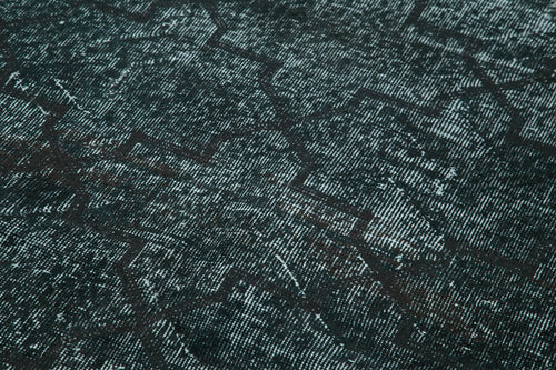 Geometric Carpet Black Geometric Cotton Wool Handmade Area Rug 4'9'' x 11'5''