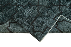 Geometric Carpet Black Geometric Cotton Wool Handmade Area Rug 4'9'' x 11'5''