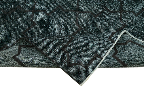 Geometric Carpet Black Geometric Cotton Wool Handmade Area Rug 4'9'' x 11'5''