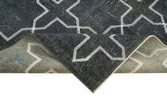 Geometric Carpet Black Geometric Cotton Wool Handmade Area Rug 4'8'' x 13'1''