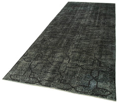 Geometric Carpet Black Geometric Cotton Wool Handmade Area Rug 4'8'' x 12'4''